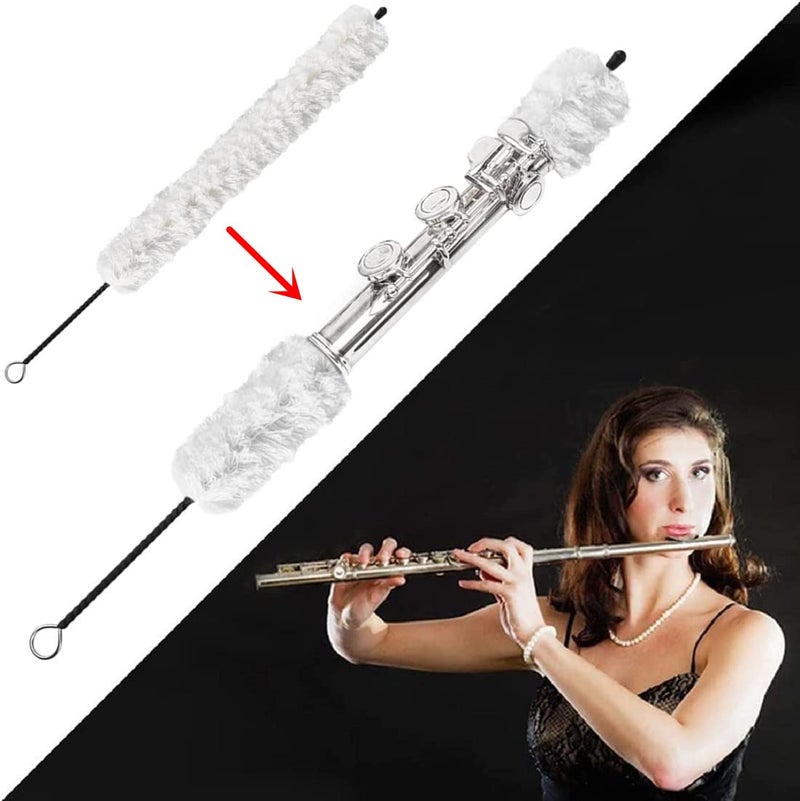 SKYNEO Flute Cleaning Kit Include 1pc Cotton Cleaning Brush  Flute Swab  Double-End Dust Brush Flute Cleaning Rod  Screwdriver for Flute Repairing Cork Grease  a Pair Cotton Gloves  1pc Flute Cleaning Cloth - Image 4